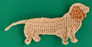 Crochet sausage dog 2 ply body with front ear
