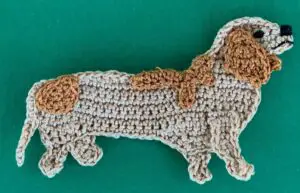 Crochet sausage dog 2 ply body with markings