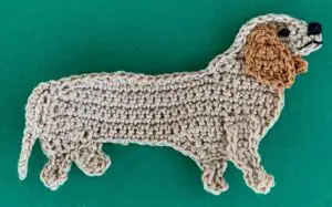 Crochet sausage dog 2 ply eyes nose and mouth