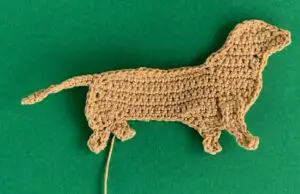 Crochet sausage dog 2 ply far back leg