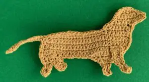 Crochet sausage dog 2 ply far back leg neatened