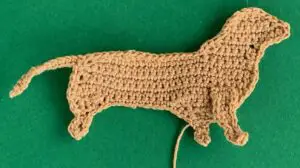 Crochet sausage dog 2 ply far front leg