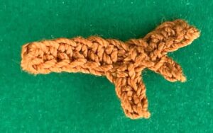 Crochet sausage dog 2 ply front body marking