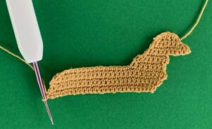 Crochet sausage dog 2 ply head and body
