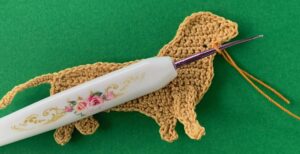 Crochet sausage dog 2 ply joining for back ear