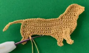 Crochet sausage dog 2 ply joining for far back leg