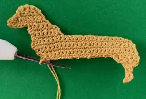 Crochet sausage dog 2 ply joining for front section
