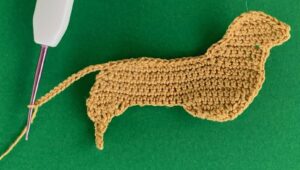 Crochet sausage dog 2 ply neatening for and chain for tail