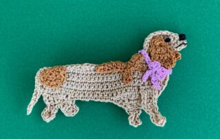 Finished crochet sausage dog 2 ply landscape