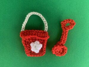Finished crochet bucket and spade tutorial 4 ply landscape