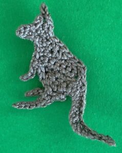 Crochet kangaroo 2 ply back leg stitched down