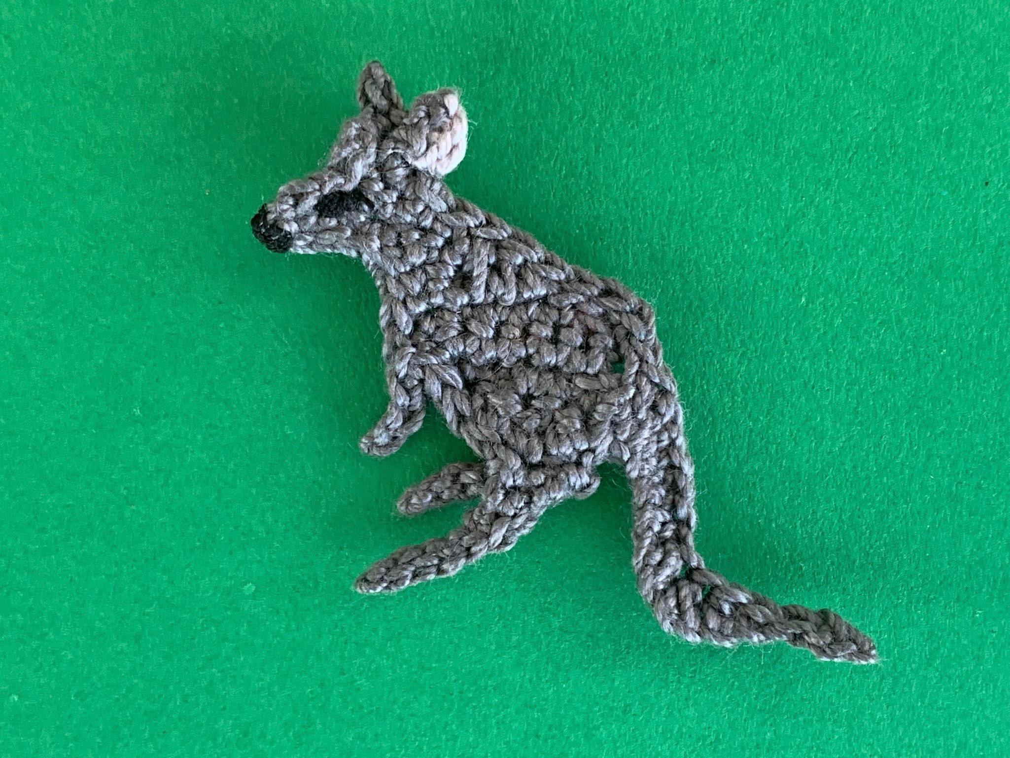 Finished crochet kangaroo 2 ply landscape