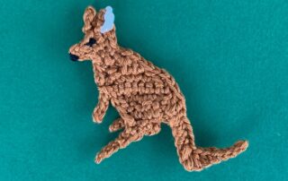 Finished crochet kangaroo 4 ply landscape