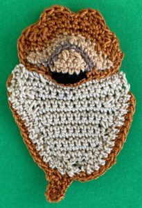 Crochet Pomeranian 2 ply front side first leg
