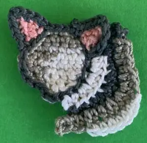 Crochet possum 2 ply first white area