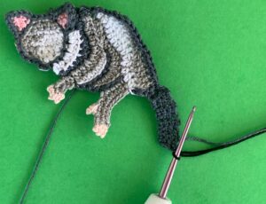 Crochet possum 2 ply joining for tail black