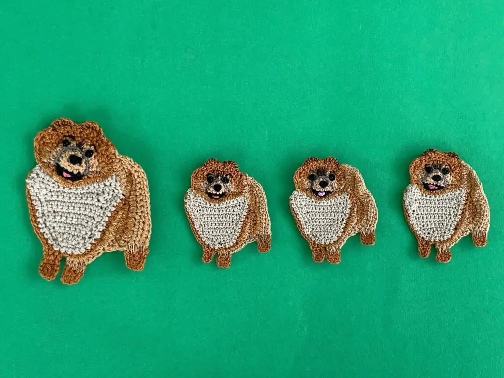 Finished crochet Pomeranian 2 ply group landscape 1