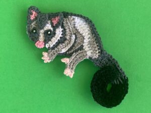 Finished crochet possum tutorial 4 ply landscape