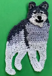 Crochet wolf 2 ply front legs stitched