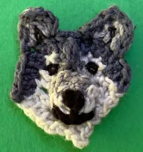 Crochet wolf 2 ply head with eyes ear markings