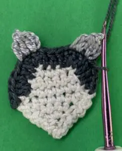 Crochet wolf 2 ply joining for around ears