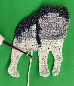 Crochet wolf 2 ply joining for far back leg