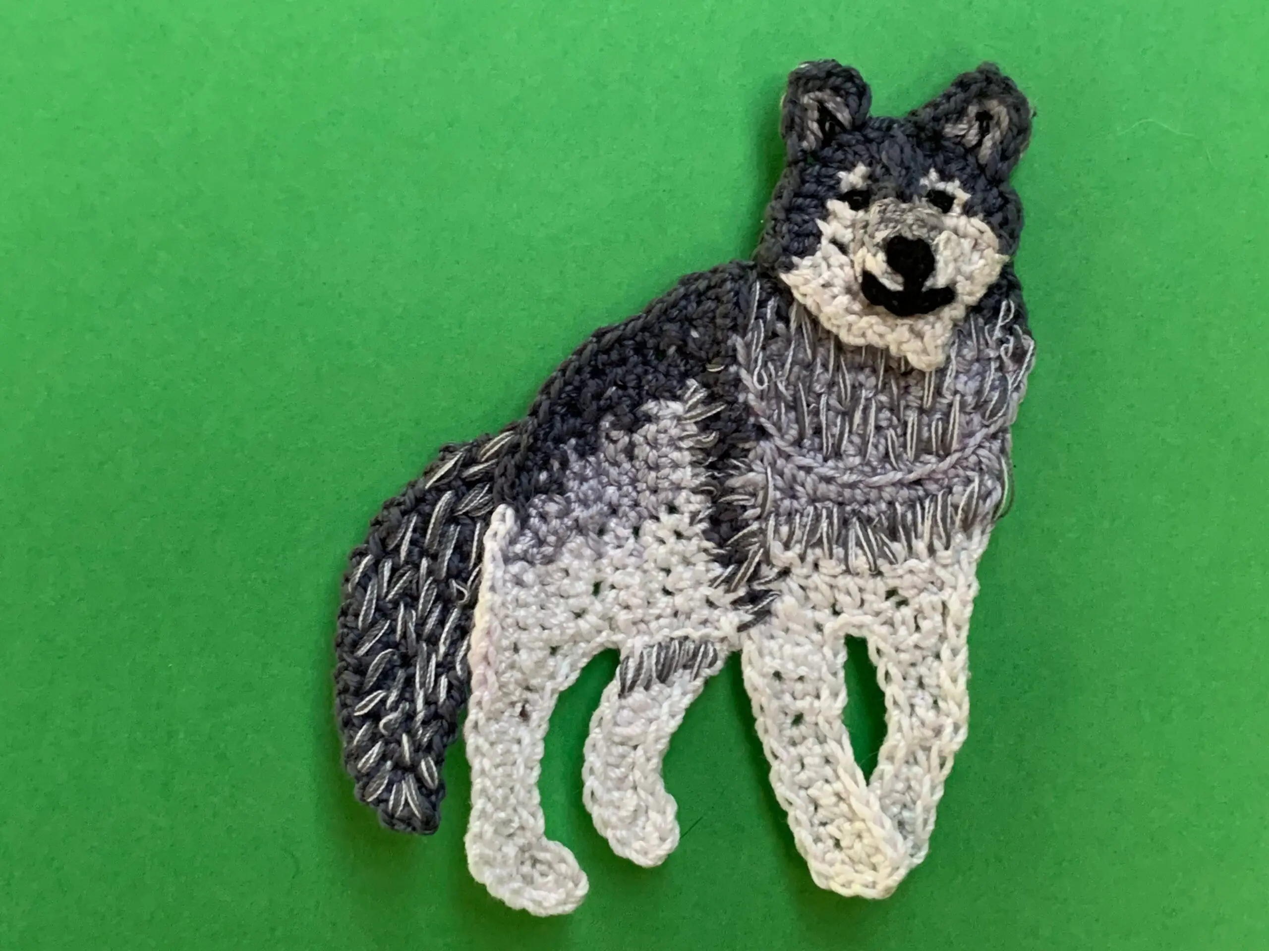 Finished crochet wolf 2 ply landscape
