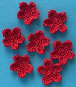 Crochet flower 2 ply red flowers