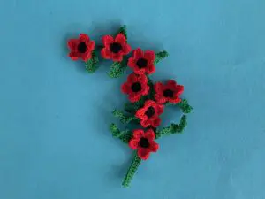 Finished crochet flower 2 ply red flower landscape