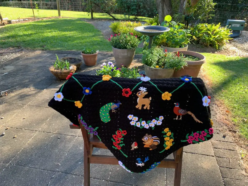 Finished crochet shawl landscape