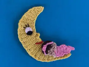 Finished crochet sleeping baby 2 ply with moon landscape