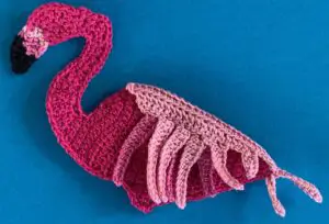 Crochet standing flamingo 2 ply bottom feathers