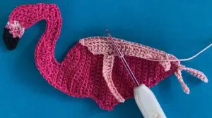 Crochet standing flamingo 2 ply feather 1