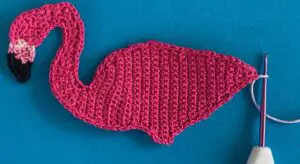Crochet standing flamingo 2 ply joining for tail