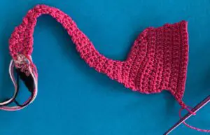 Crochet standing flamingo 2 ply row 55