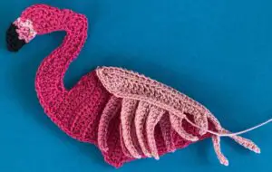 Crochet standing flamingo 2 ply tail neatening