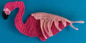 Crochet standing flamingo 2 ply top feathers