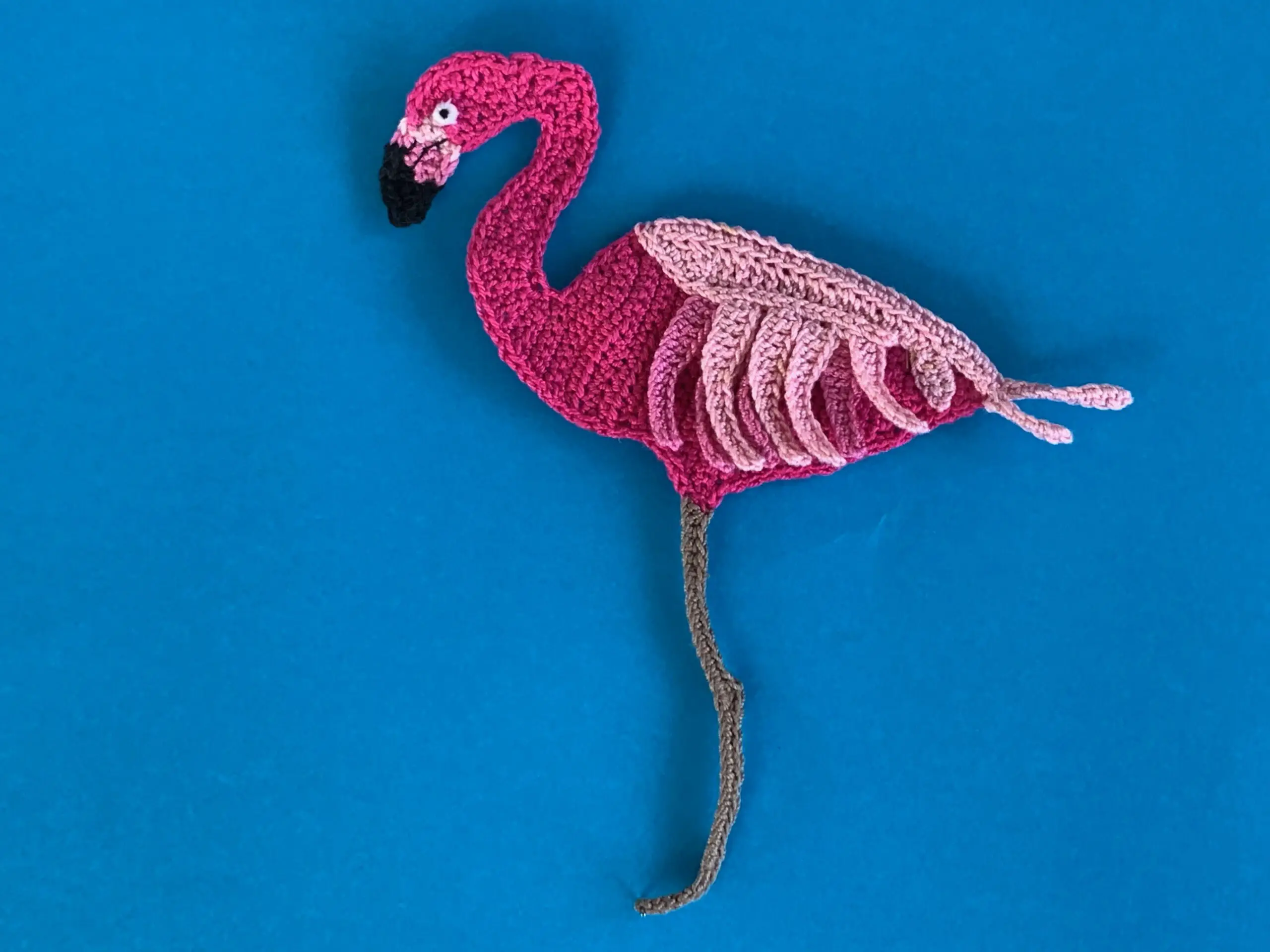 Finished crochet standing flamingo 2 ply landscape