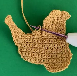 Crochet golden retriever 2 ply joining for far back leg