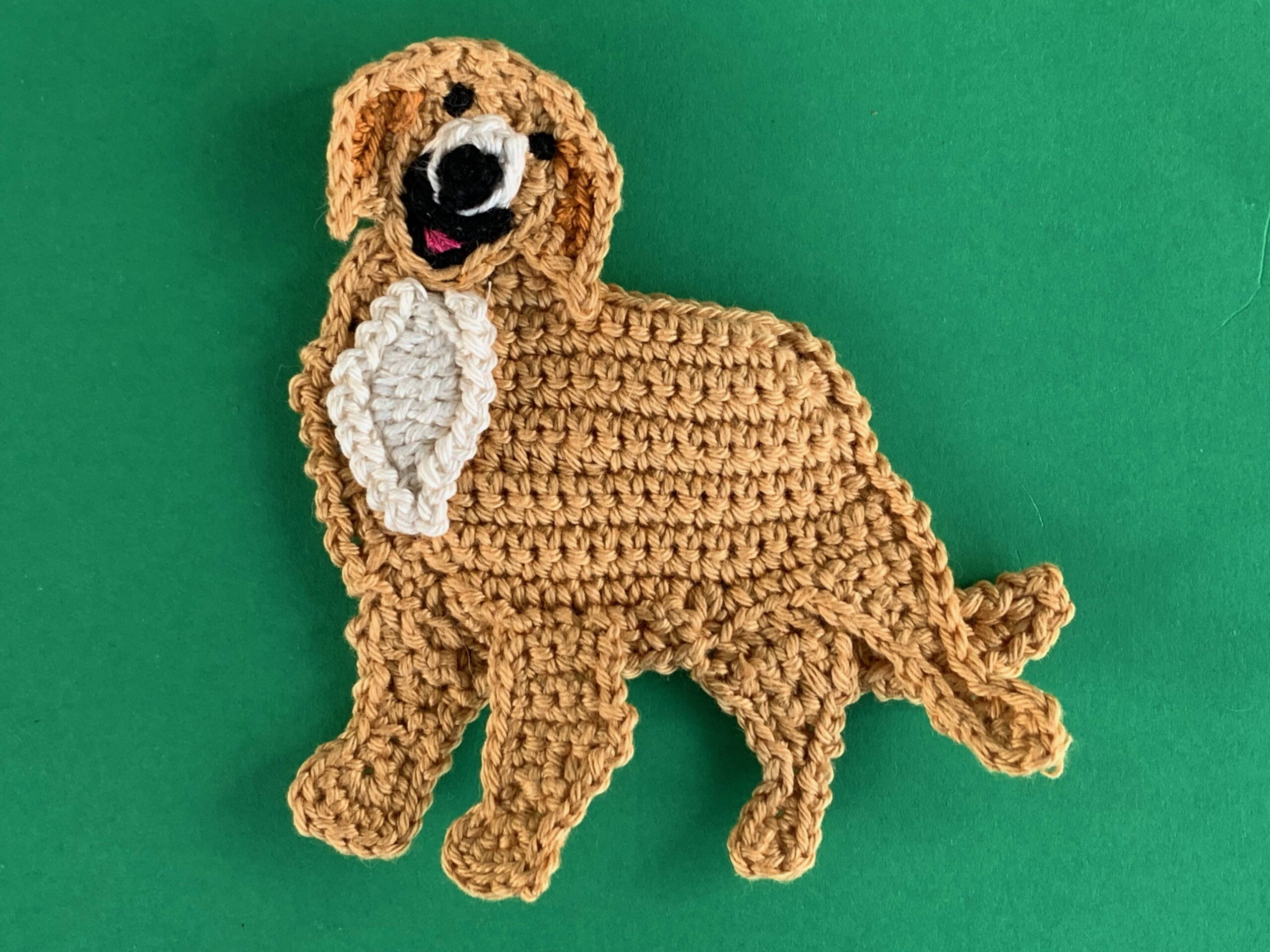 Finished crochet golden retriever 4 ply landscape