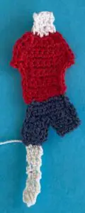 Crochet boy 2 ply first leg