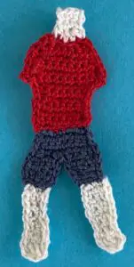 Crochet boy 2 ply second leg