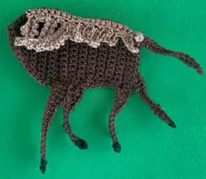 Crochet moose 2 ply far back leg