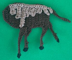 Crochet moose 2 ply fur stitched down