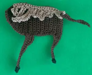 Crochet moose 2 ply near front hoof