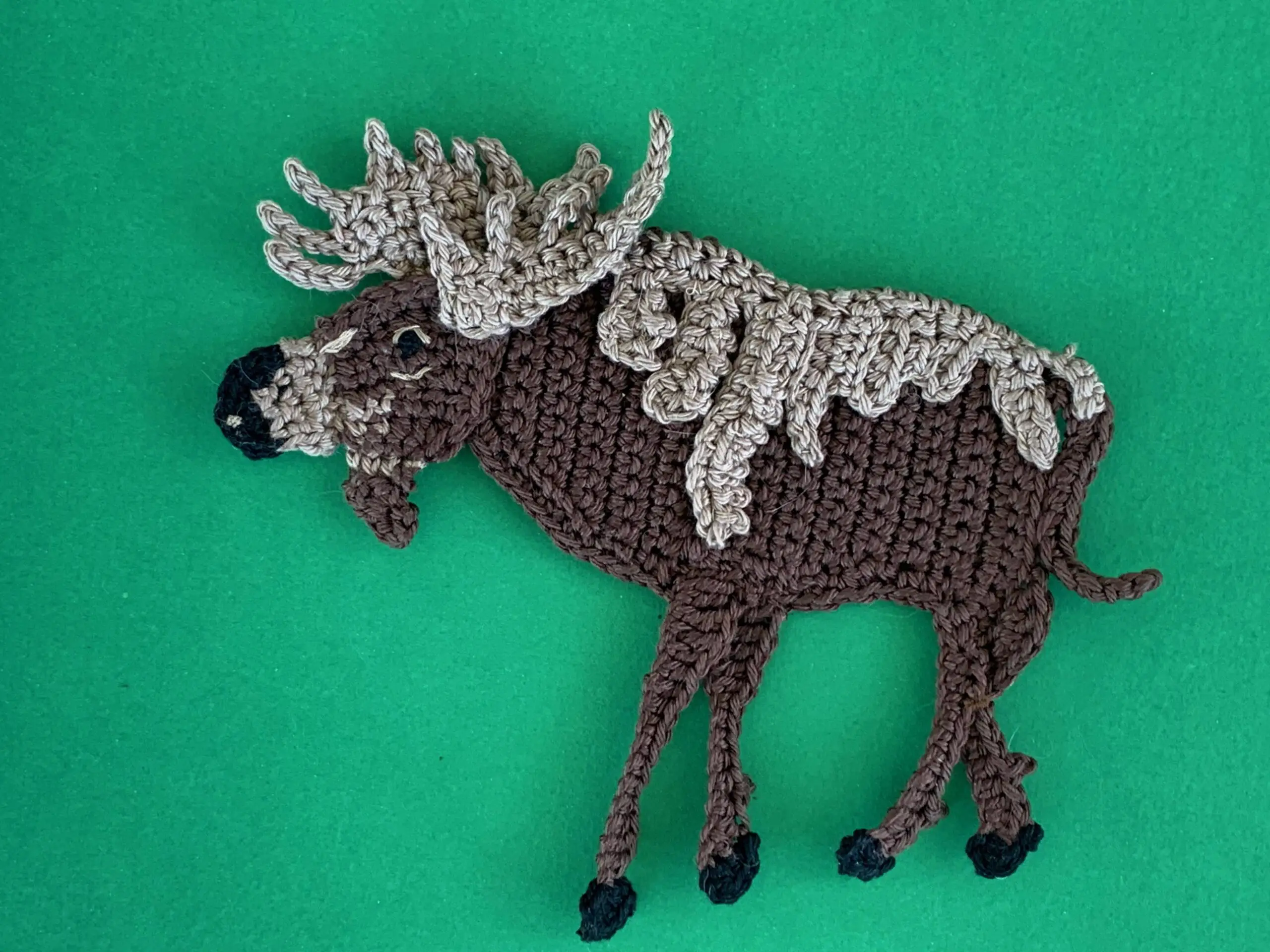 Finished crochet moose 4 ply landscape