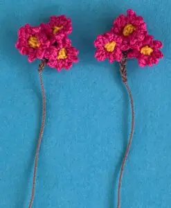 Crochet gumnut 2 ply blossoms on stems
