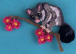 Crochet gumnut 2 ply branch with gumnut blossoms