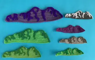Finished crochet mountain 2 ply group landscape