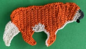 Crochet tiger 2 ply far back leg neatened